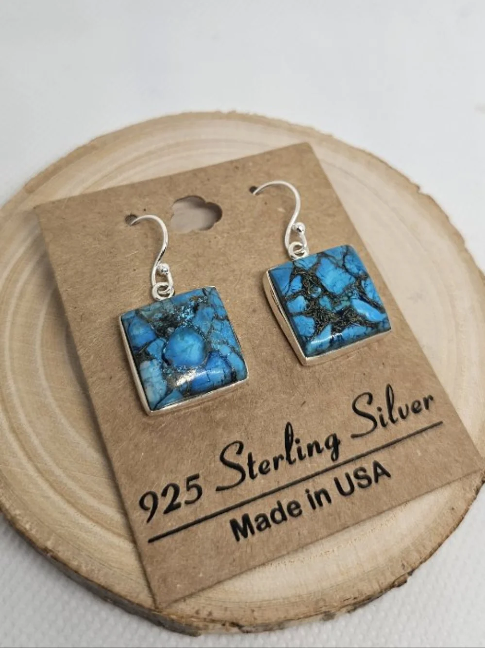 NATIVE AMERICAN TURQUOISE 9.25 STERLING SILVER EARRINGS - Picture 2 of 2